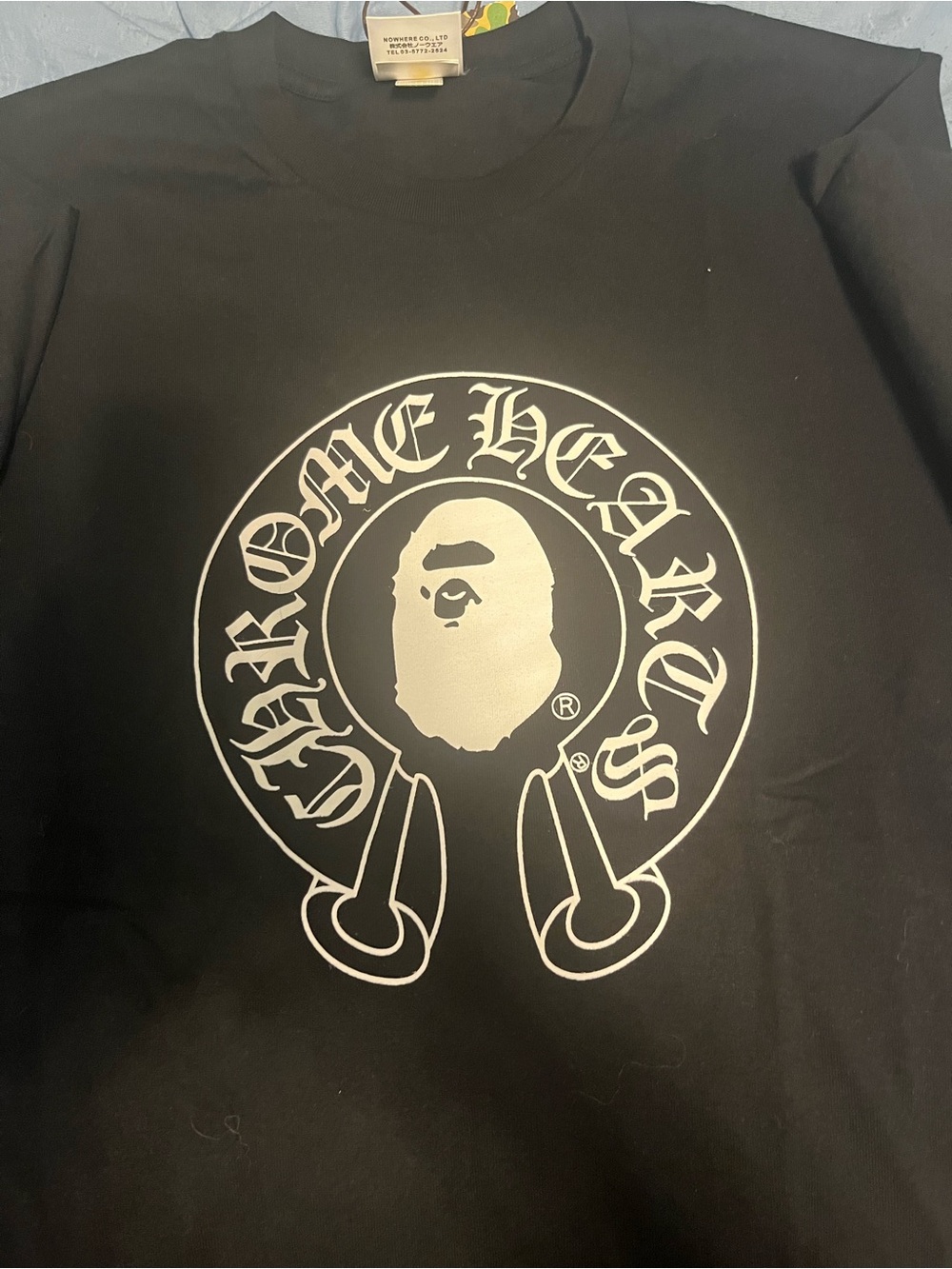 Bape Black T-Shirt with White Ape Logo Graphic